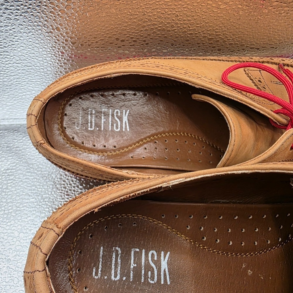 JD Fisk Men's Wingtip Oxford Dress Shoes Brown Leather 10.5 M Fashion Lace-Up - Picture 9 of 11